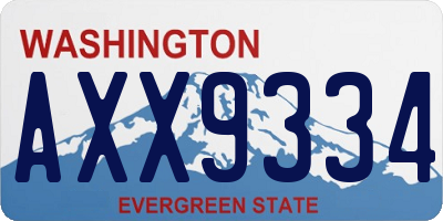 WA license plate AXX9334