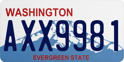 WA license plate AXX9981