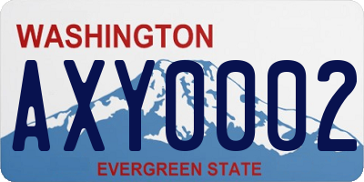WA license plate AXY0002