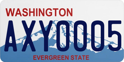 WA license plate AXY0005
