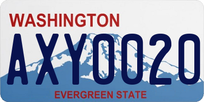 WA license plate AXY0020
