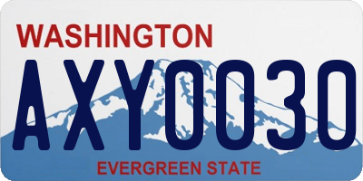 WA license plate AXY0030