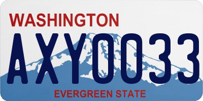 WA license plate AXY0033