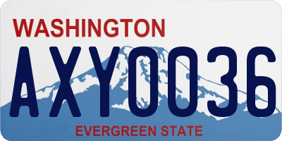 WA license plate AXY0036