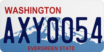 WA license plate AXY0054