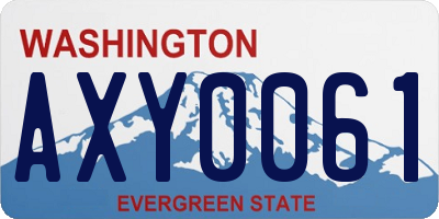 WA license plate AXY0061