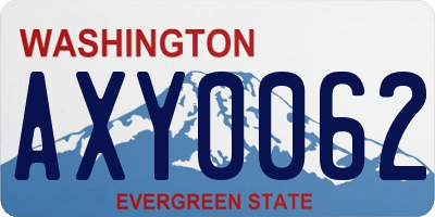 WA license plate AXY0062