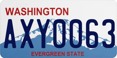 WA license plate AXY0063