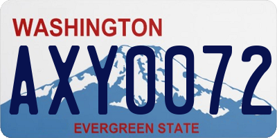 WA license plate AXY0072