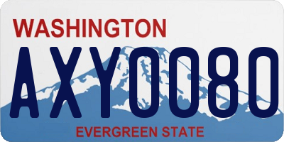 WA license plate AXY0080
