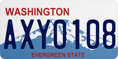 WA license plate AXY0108