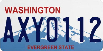 WA license plate AXY0112