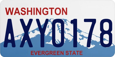 WA license plate AXY0178