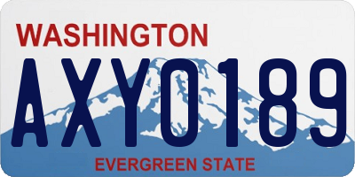 WA license plate AXY0189