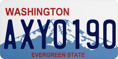 WA license plate AXY0190