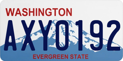 WA license plate AXY0192