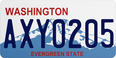 WA license plate AXY0205