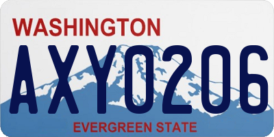WA license plate AXY0206