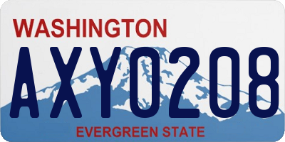 WA license plate AXY0208