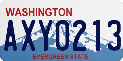 WA license plate AXY0213