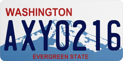 WA license plate AXY0216