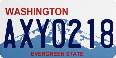 WA license plate AXY0218