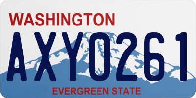 WA license plate AXY0261