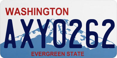 WA license plate AXY0262