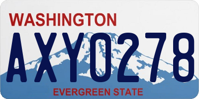WA license plate AXY0278