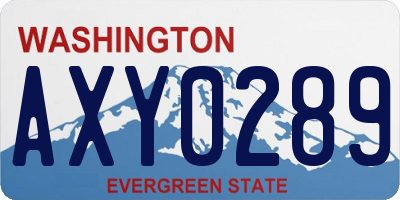 WA license plate AXY0289