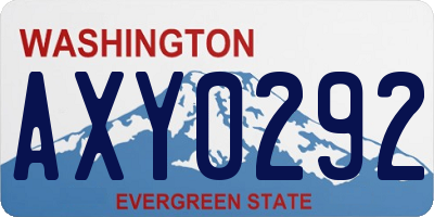 WA license plate AXY0292