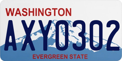WA license plate AXY0302