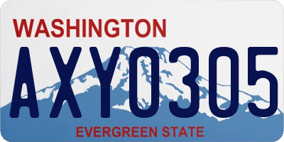 WA license plate AXY0305