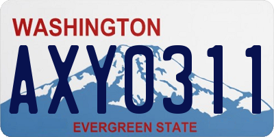 WA license plate AXY0311