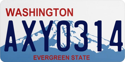 WA license plate AXY0314
