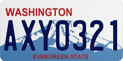 WA license plate AXY0321