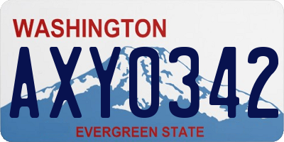 WA license plate AXY0342