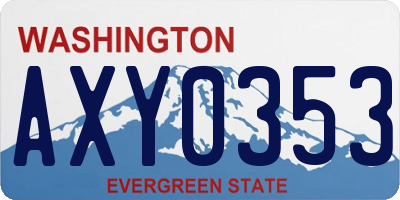 WA license plate AXY0353