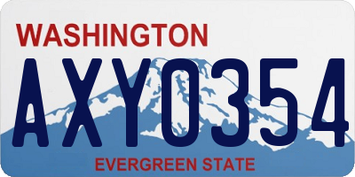 WA license plate AXY0354