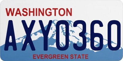 WA license plate AXY0360