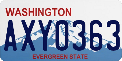 WA license plate AXY0363