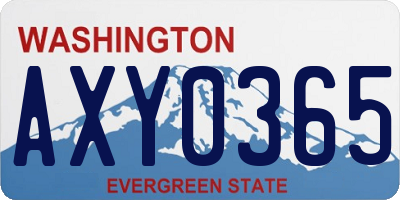 WA license plate AXY0365