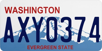 WA license plate AXY0374