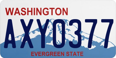 WA license plate AXY0377
