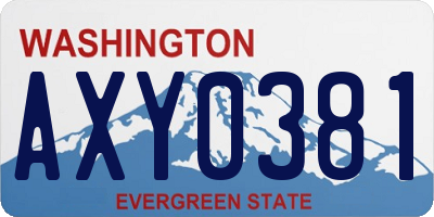 WA license plate AXY0381