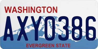 WA license plate AXY0386