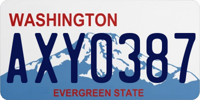 WA license plate AXY0387