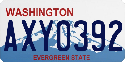 WA license plate AXY0392