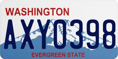 WA license plate AXY0398