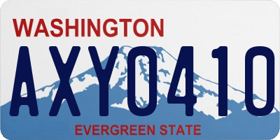 WA license plate AXY0410